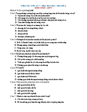 Kiểm tra giữa kì 1 Giáo dục công dân Lớp 9 - Đề 2 - Năm học 2022-2023 (Có hướng dẫn chấm)